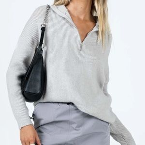 Princess Polly Bessy gray quarter zip sweater
